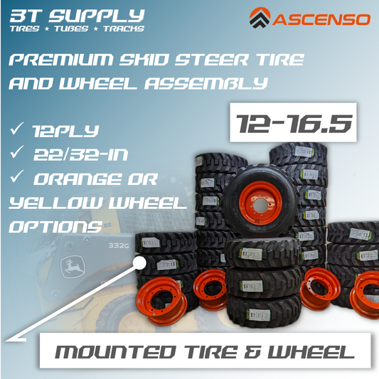 ASCENSO 12X16.5 SKID STEER TIRE & WHEEL ASSEMBLY